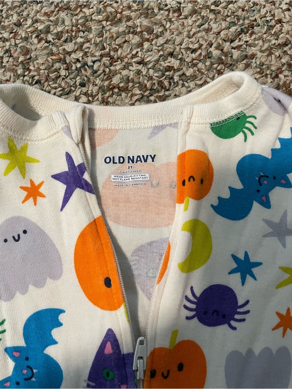 Old Navy Cream Toddler 2T One-Piece with Colorful Halloween Print